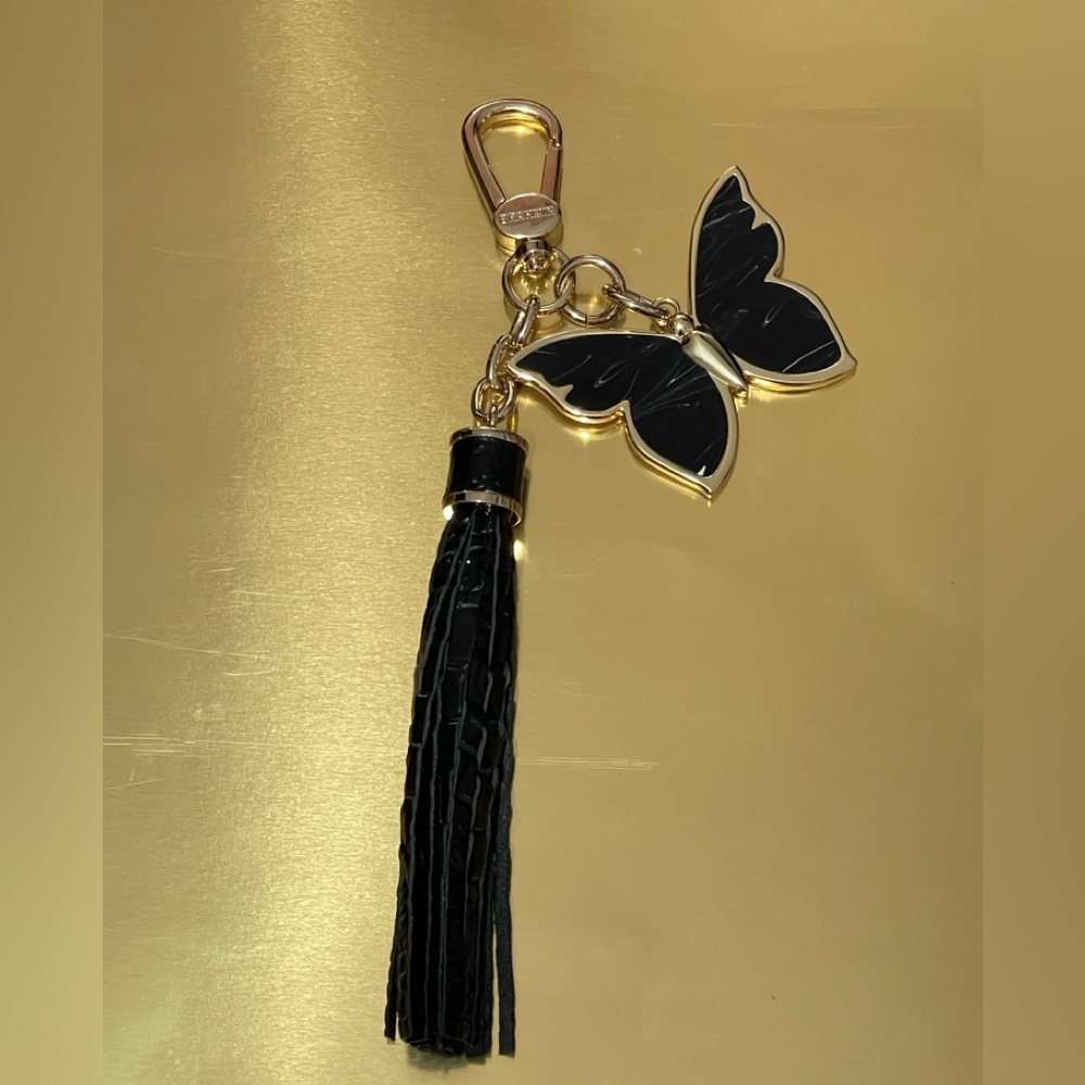 NWT Brahmin Black Butterfly Tassel Purse Charm